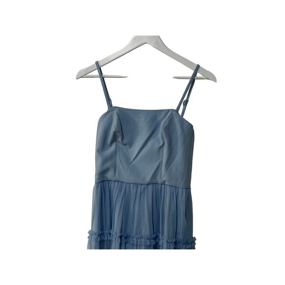 FRENCH CONNECTION WOMENS SIZE 2 WHISPER STRAPPY PARTY DRESS TULLE SOFT BLUE NEW - Picture 6 of 12